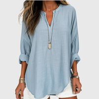Loose Long-Sleeve Beach Shirt with Elegant Pattern – Versatile and Breathable