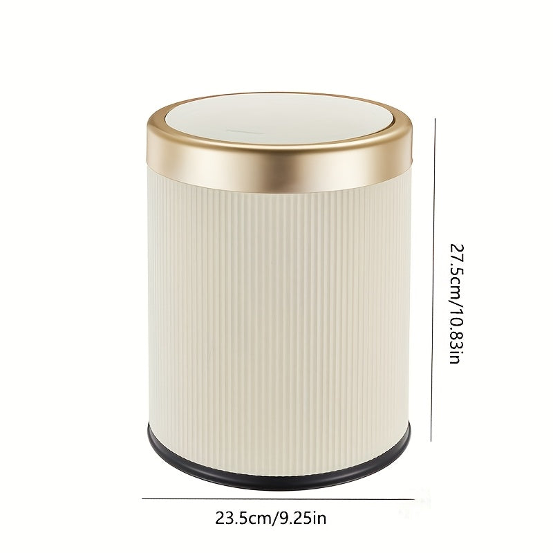 Luxury Oval Trash Can with Press-Top Lid and Dual Inner Bucket