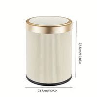 Luxury Oval Trash Can with Press-Top Lid and Dual Inner Bucket