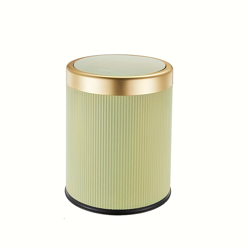 Luxury Oval Trash Can with Press-Top Lid and Dual Inner Bucket
