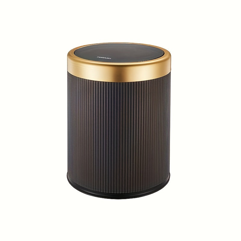 Luxury Oval Trash Can with Press-Top Lid and Dual Inner Bucket
