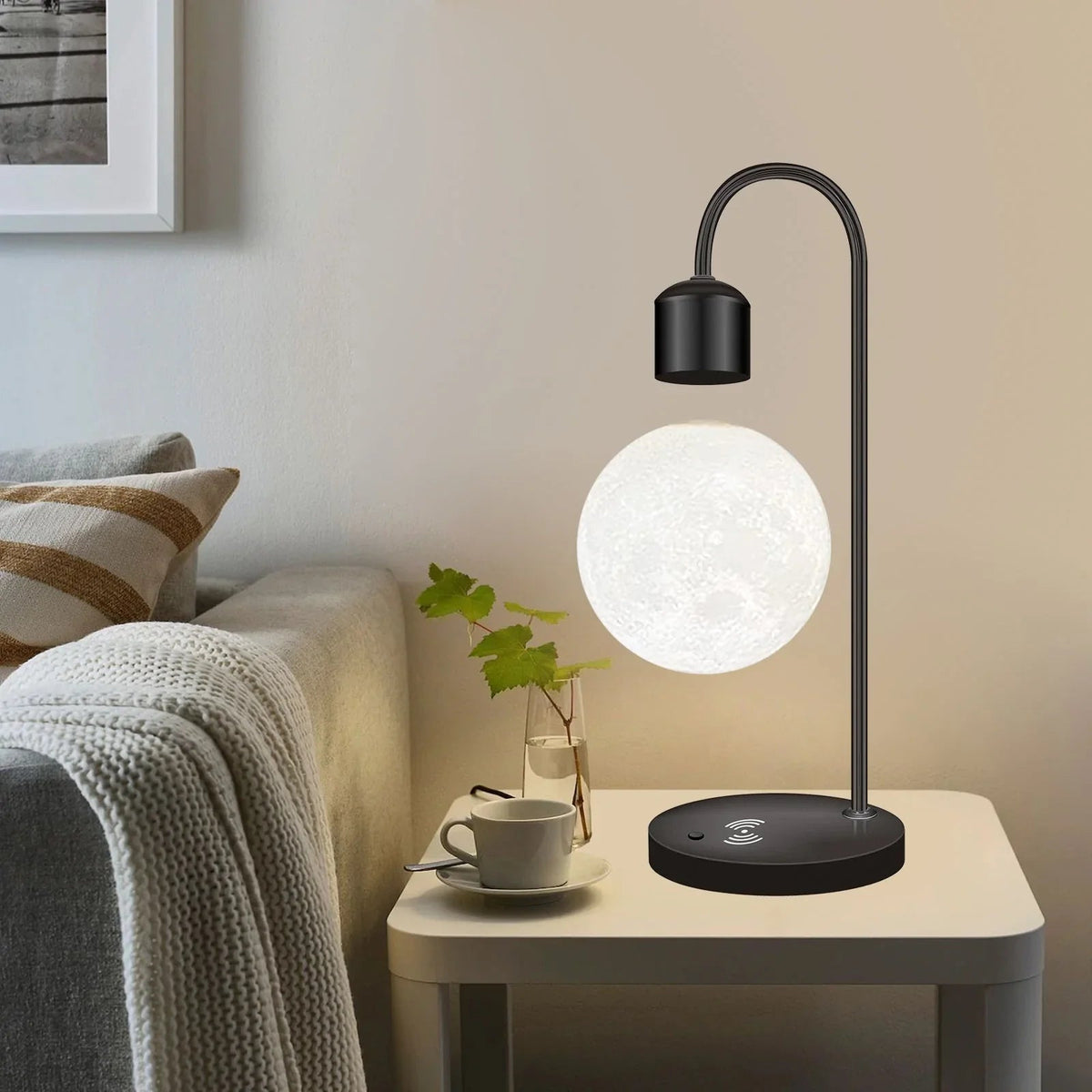Magnetic Levitation Moon Night Light with Wireless Charging