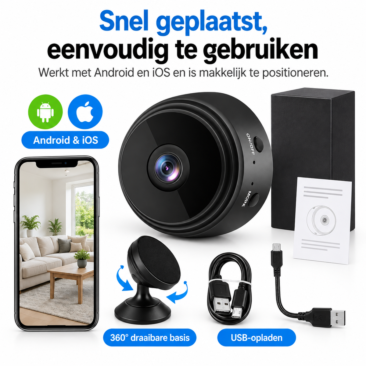 Magnetic Mini WiFi Camera 1080P HD for Discreet Surveillance