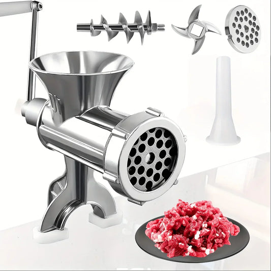 Manual Stainless Steel Meat Grinder with Table Clamp for Meat, Vegetables and Sausage Stuffing