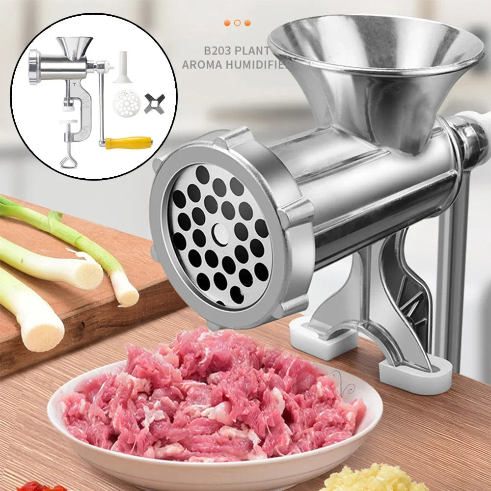 Manual Stainless Steel Meat Grinder with Table Clamp for Meat, Vegetables and Sausage Stuffing