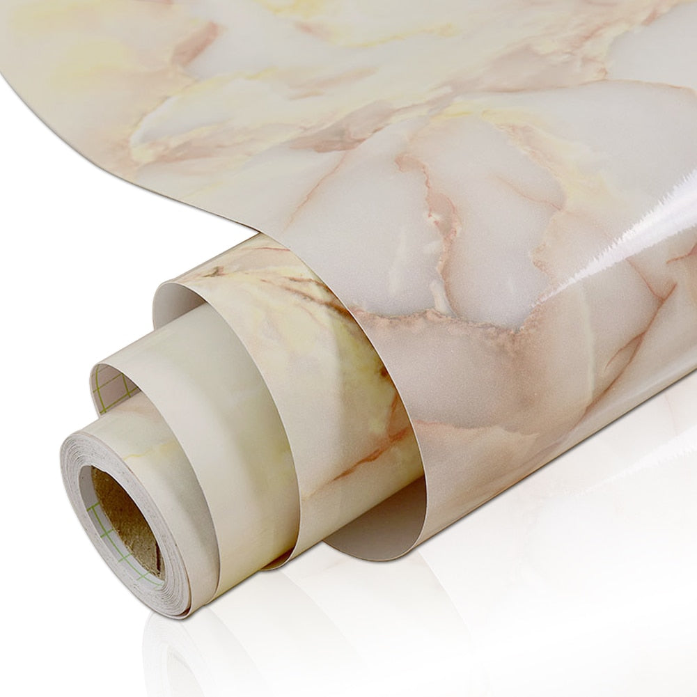 Marble-Look Surface Wrap - Waterproof and Oilproof Decorative Film