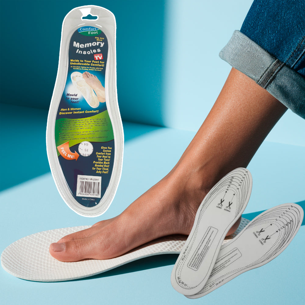 Memory Foam Insoles - 1 Pair, White