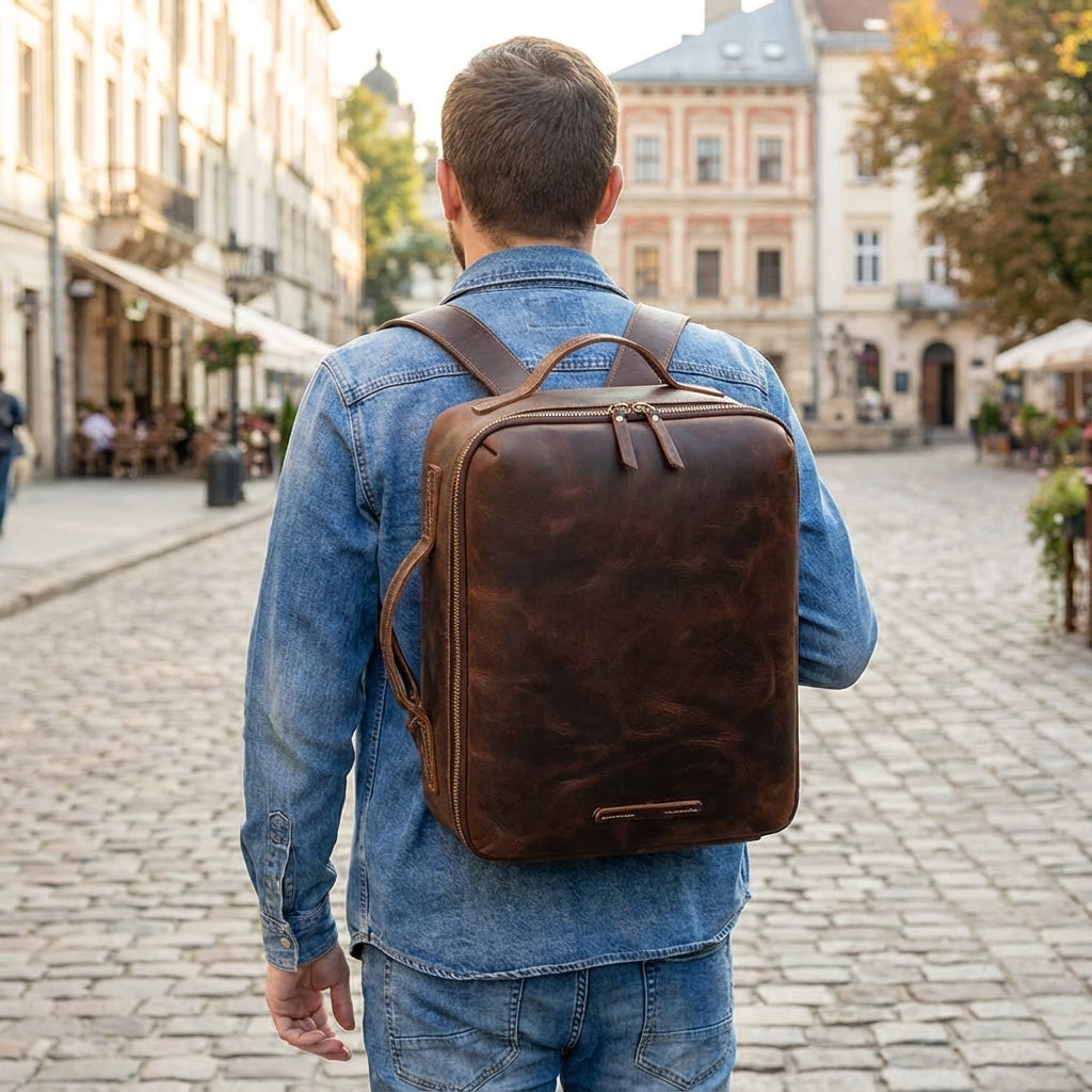 Men's Backpack: Stylish & Secure for Laptops up to 15 Inch