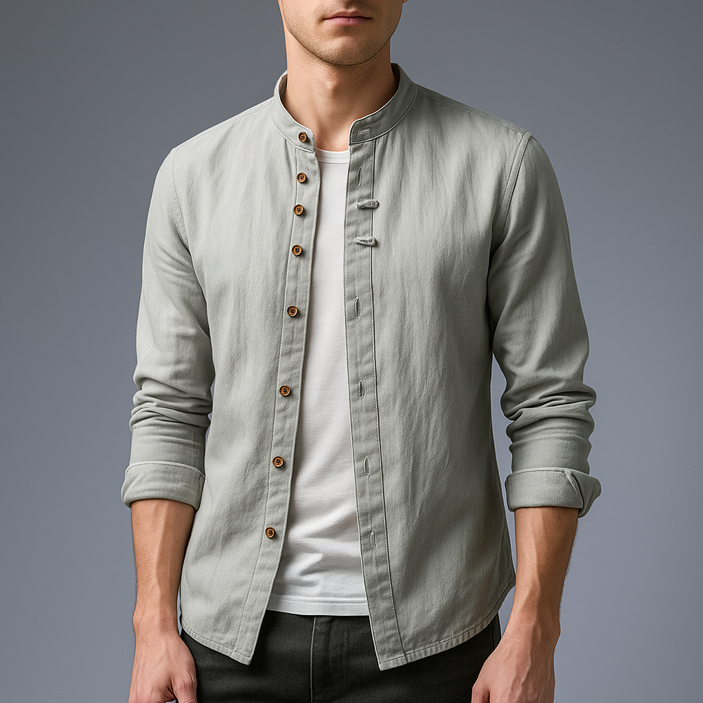 Men's Band Collar Shirt