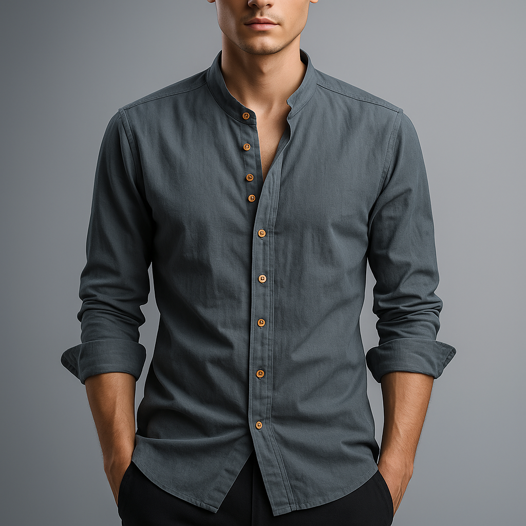 Men's Band Collar Shirt