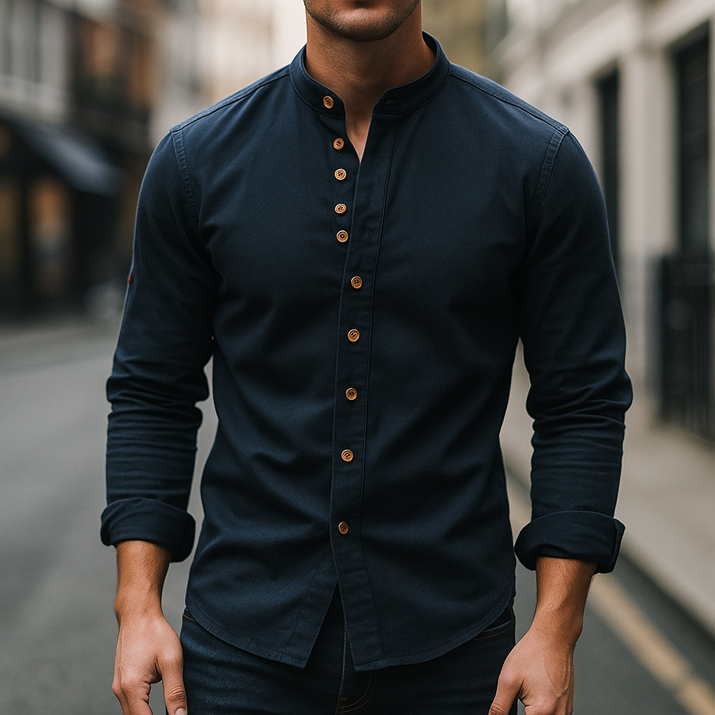 Men's Band Collar Shirt