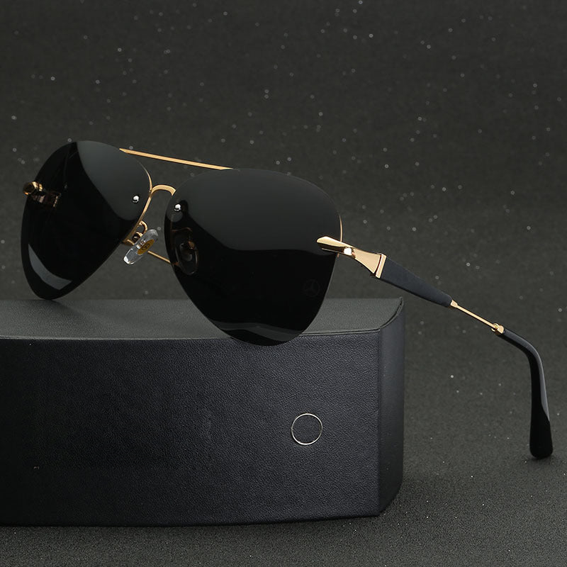 Men's Black Polarized Aviator Sunglasses
