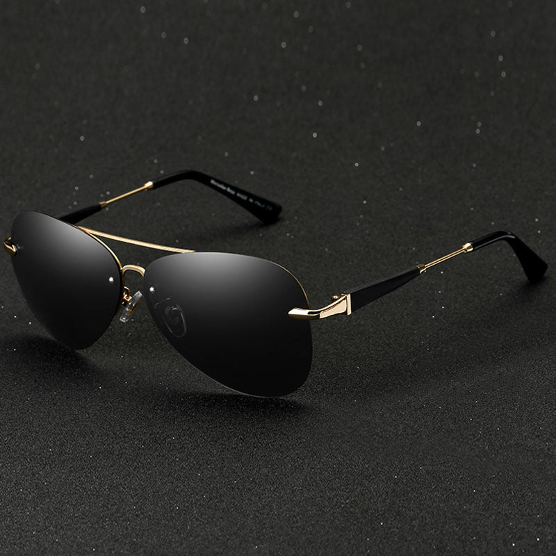 Men's Black Polarized Aviator Sunglasses