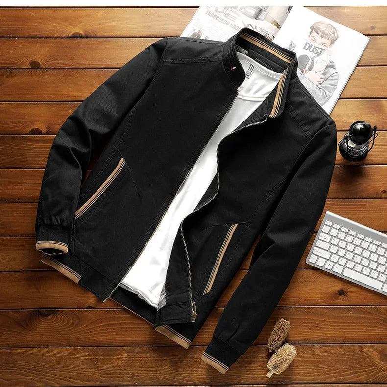 Men's Bomber Jacket with Stand Collar