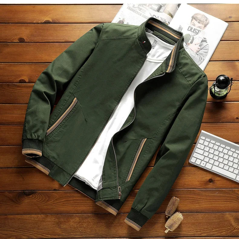 Men's Bomber Jacket with Stand Collar