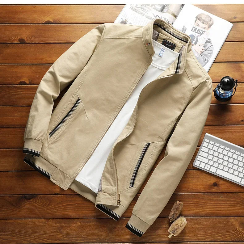 Men's Bomber Jacket with Stand Collar