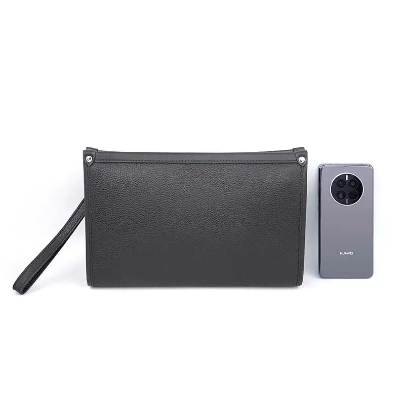 Men's Business Wristlet Clutch with Fingerprint Lock – Black