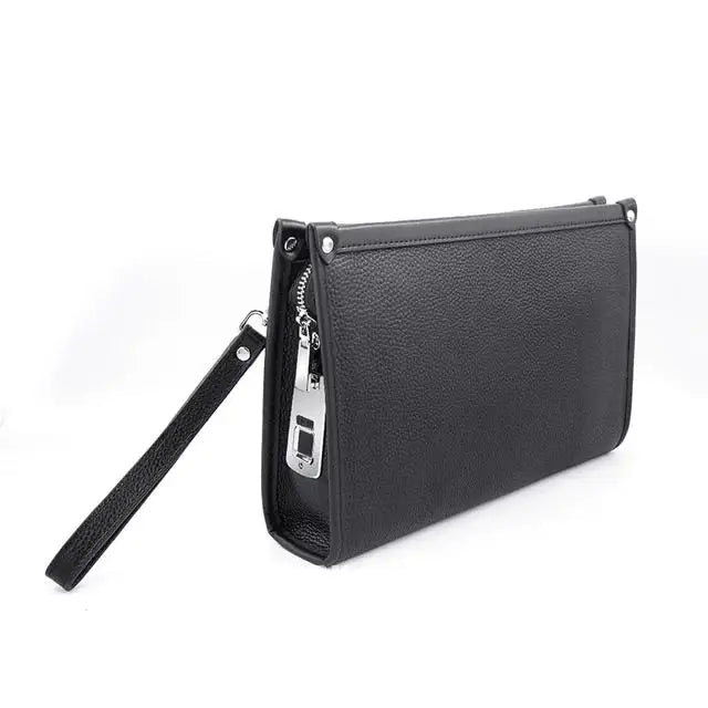Men's Business Wristlet Clutch with Fingerprint Lock – Black