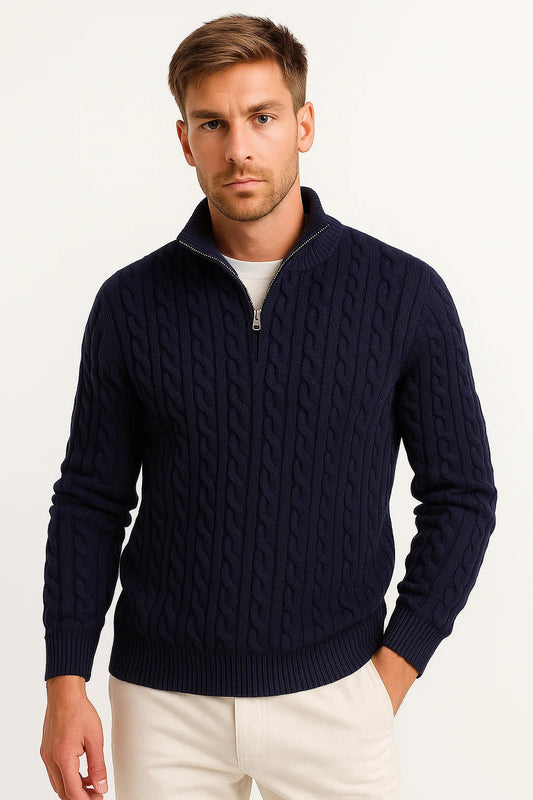 Men's Cable-Knit Half-Zip Sweater