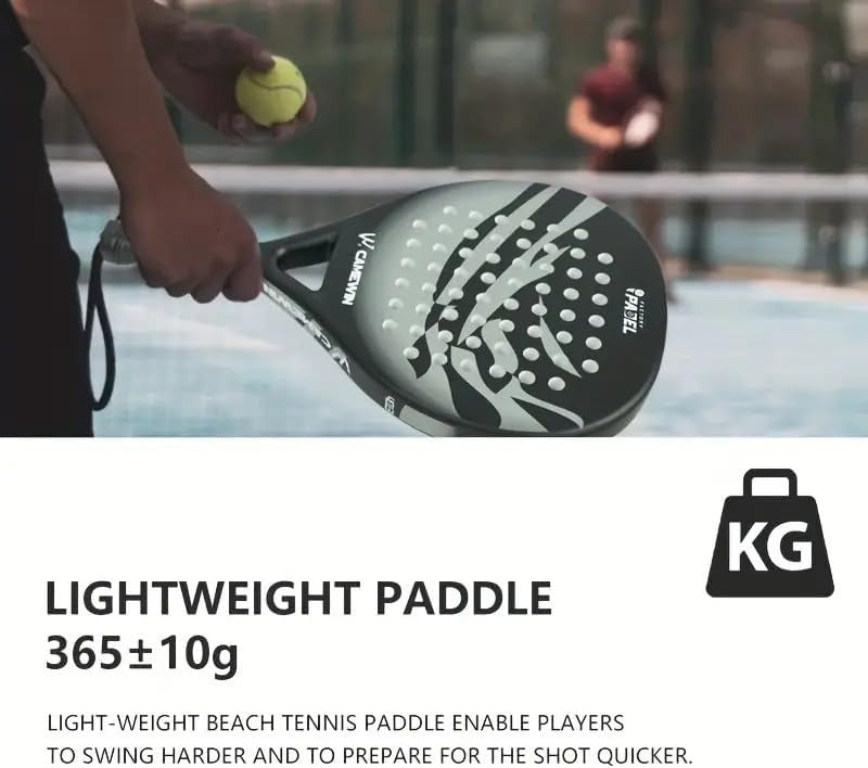 Men's Carbon Fibre Paddle Tennis Racket with Grip and Bag