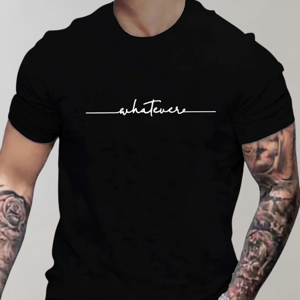 Men's Casual Crew Neck T-Shirt with Minimalist Print