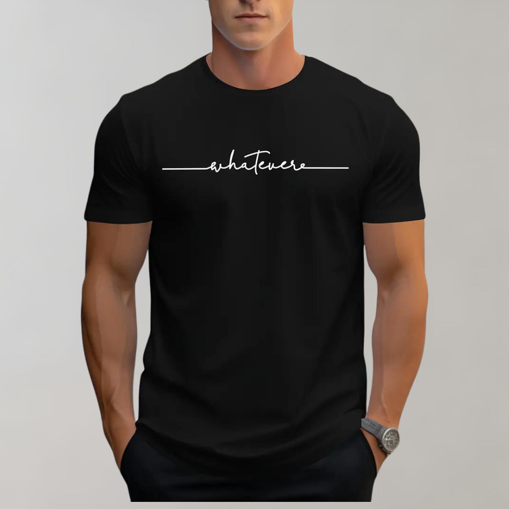 Men's Casual Crew Neck T-Shirt with Minimalist Print
