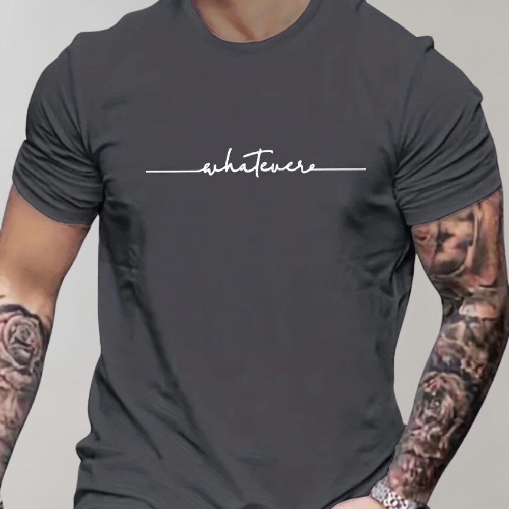 Men's Casual Crew Neck T-Shirt with Minimalist Print