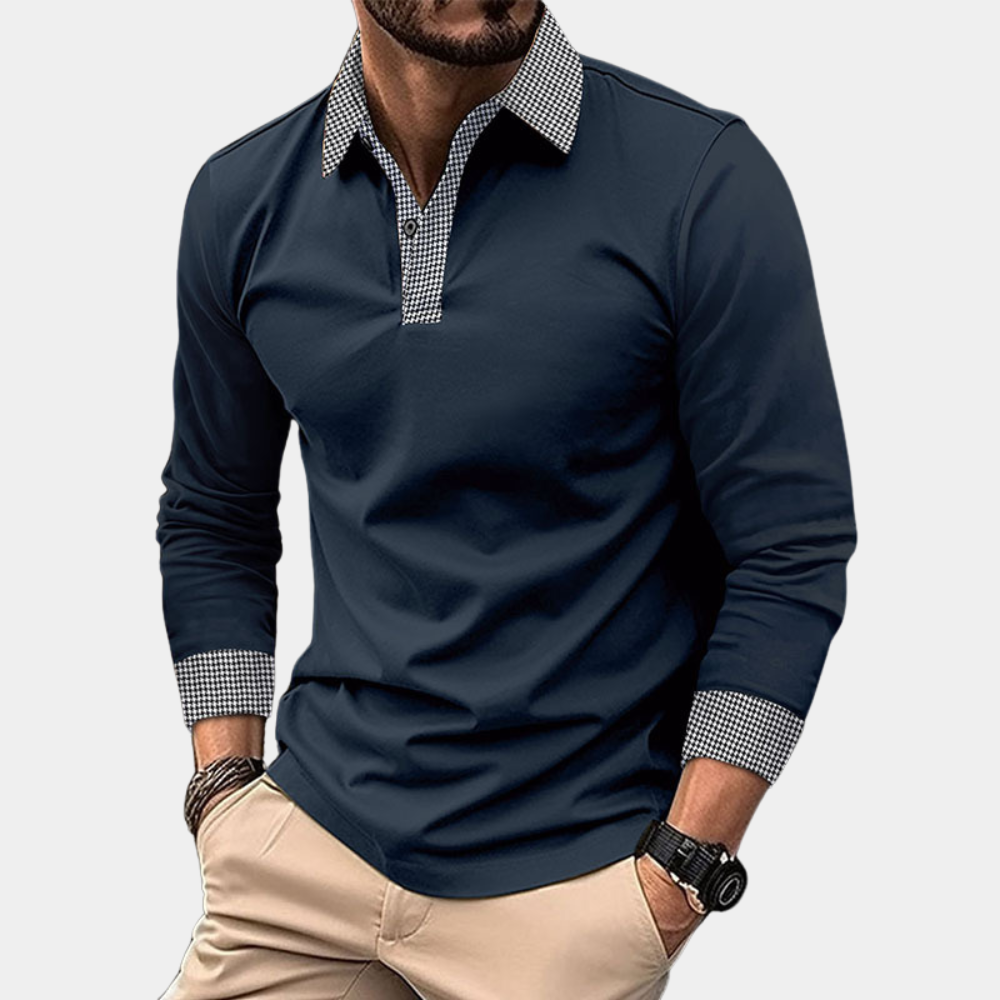 Men's Casual Long-Sleeve Polo Shirt