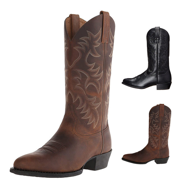 Men's Comfortable Cowboy Boots | Black & Brown