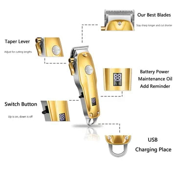 Men's Cordless Gold Hair Clipper Set