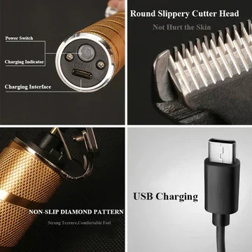 Men's Cordless Gold Hair Clipper Set