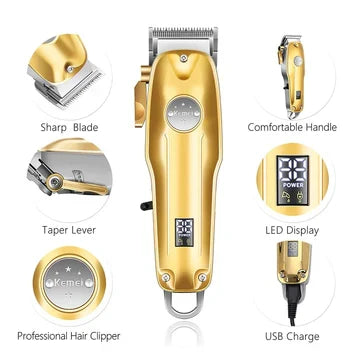 Men's Cordless Gold Hair Clipper Set