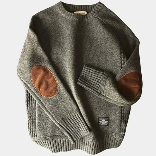 Men's Crewneck Elbow Patch Sweater