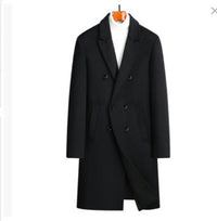 Men's Double-Breasted Overcoat with Peaked Lapels