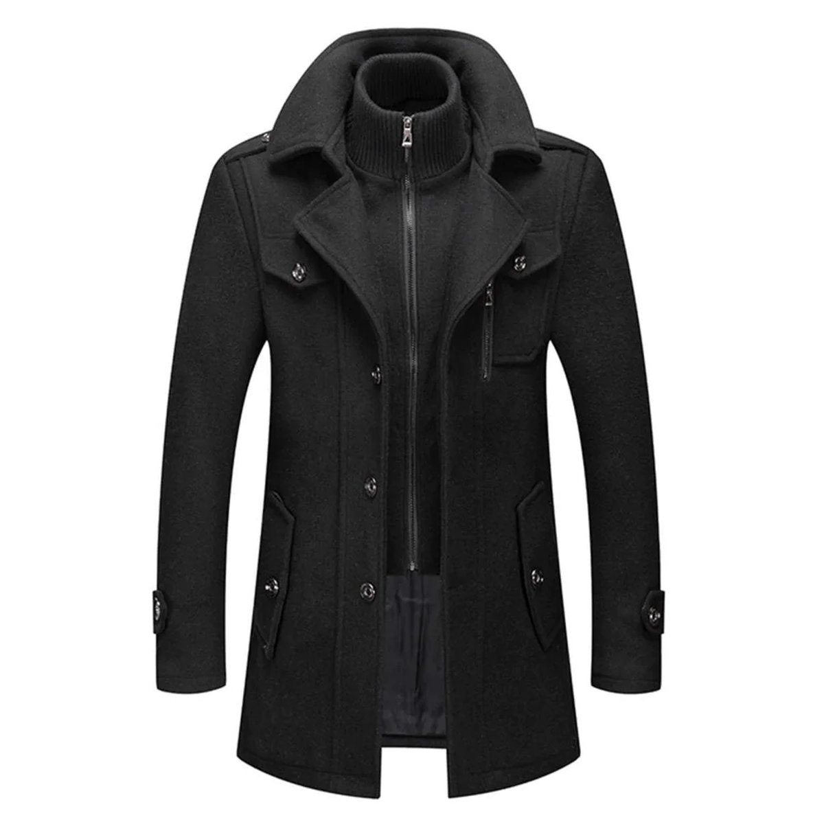Men's Double-Layer Collar Winter Overcoat