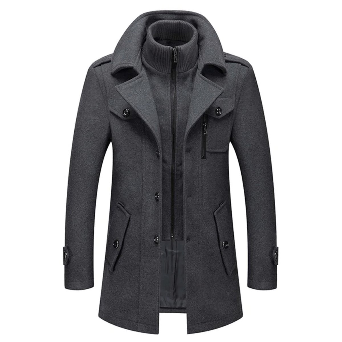 Men's Double-Layer Collar Winter Overcoat