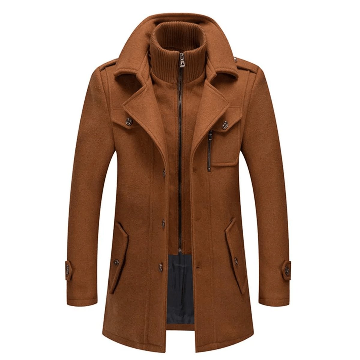 Men's Double-Layer Collar Winter Overcoat