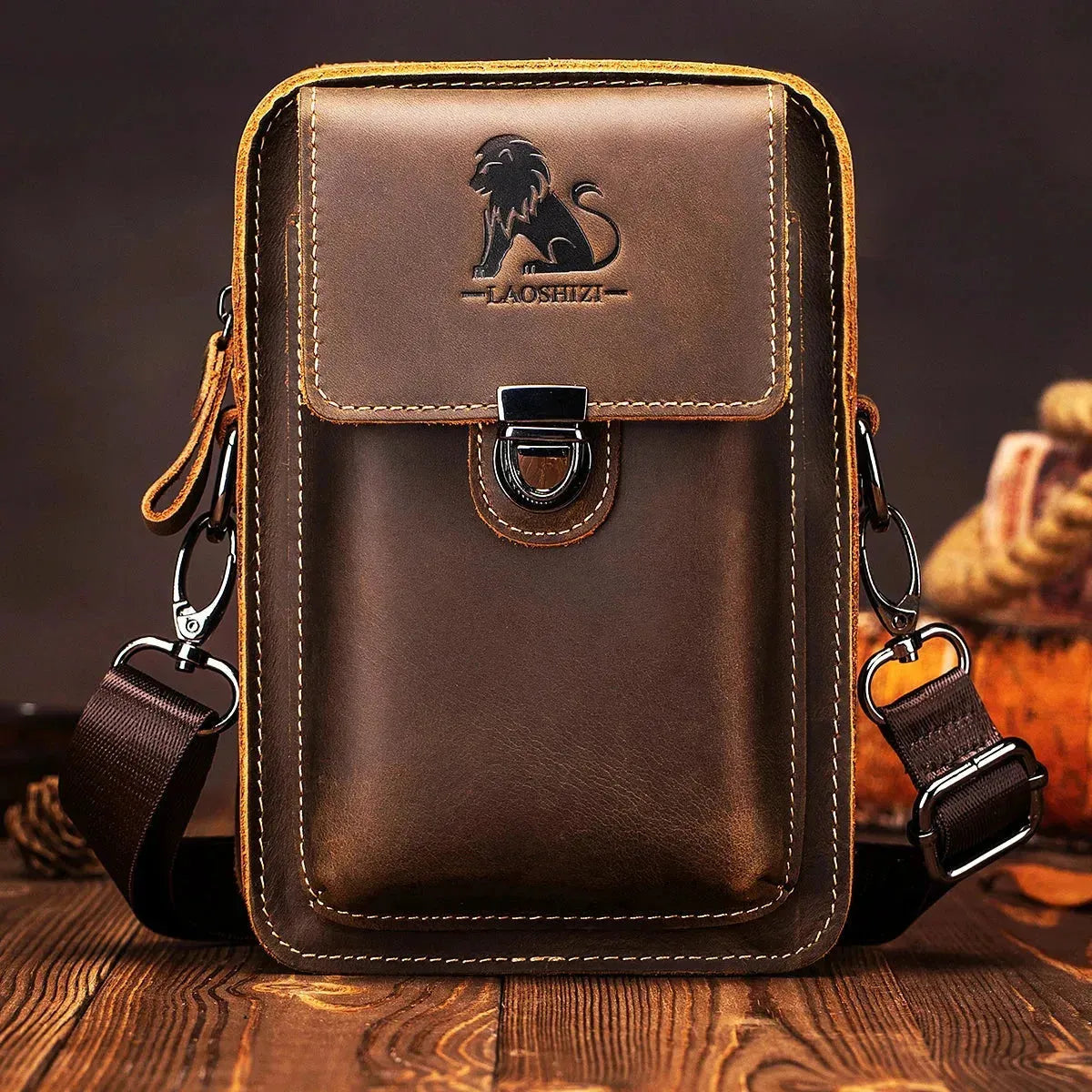 Men's Functional Waist Bag with Adjustable Strap and Multi-Pocket Design