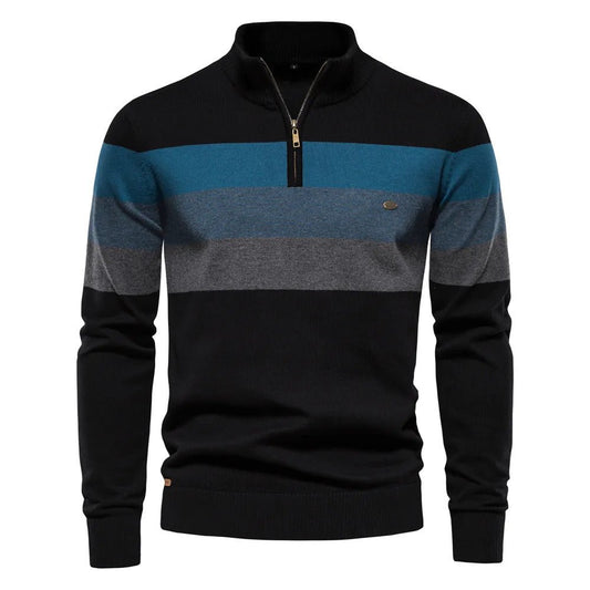Men's Half-Zip Striped Sweater