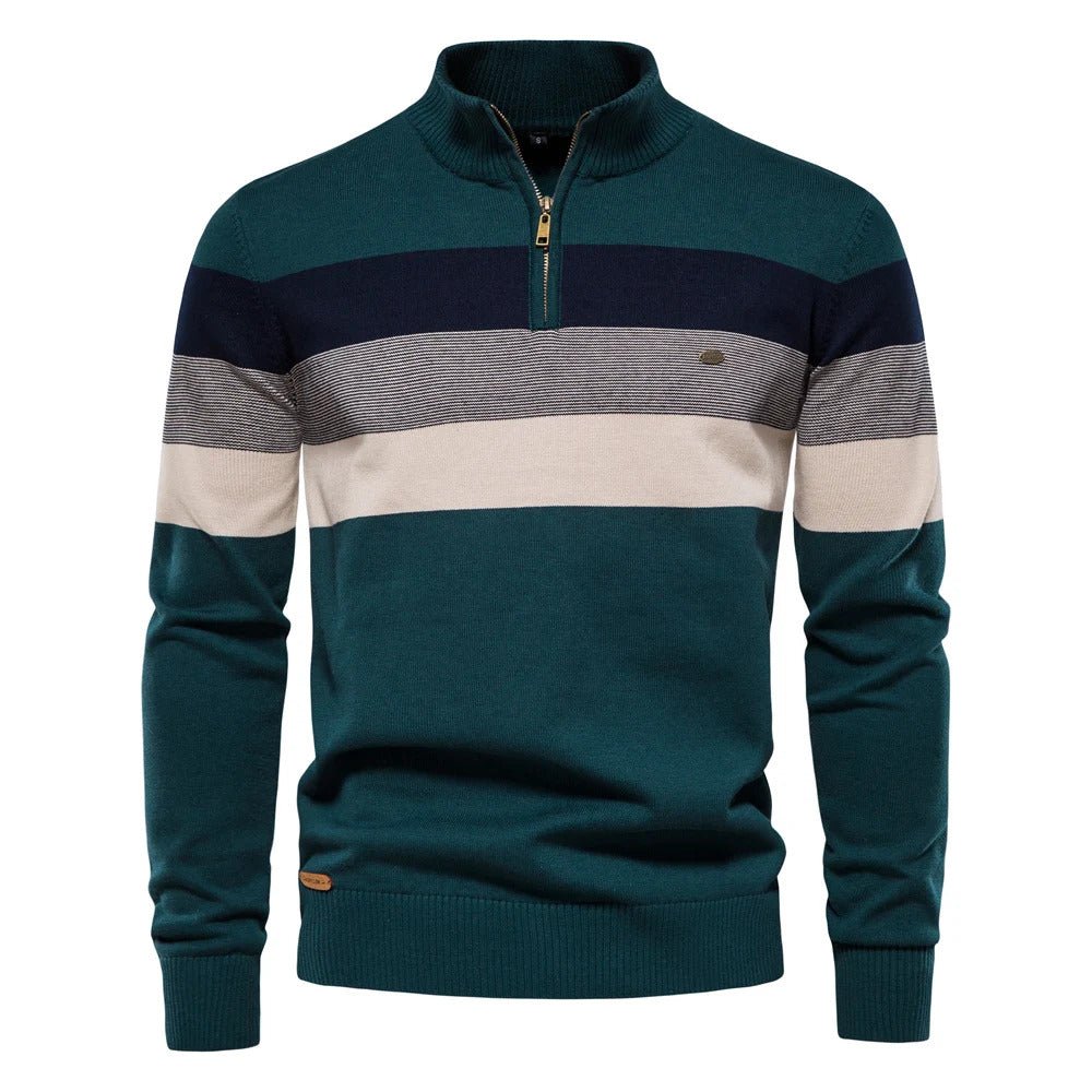 Men's Half-Zip Striped Sweater