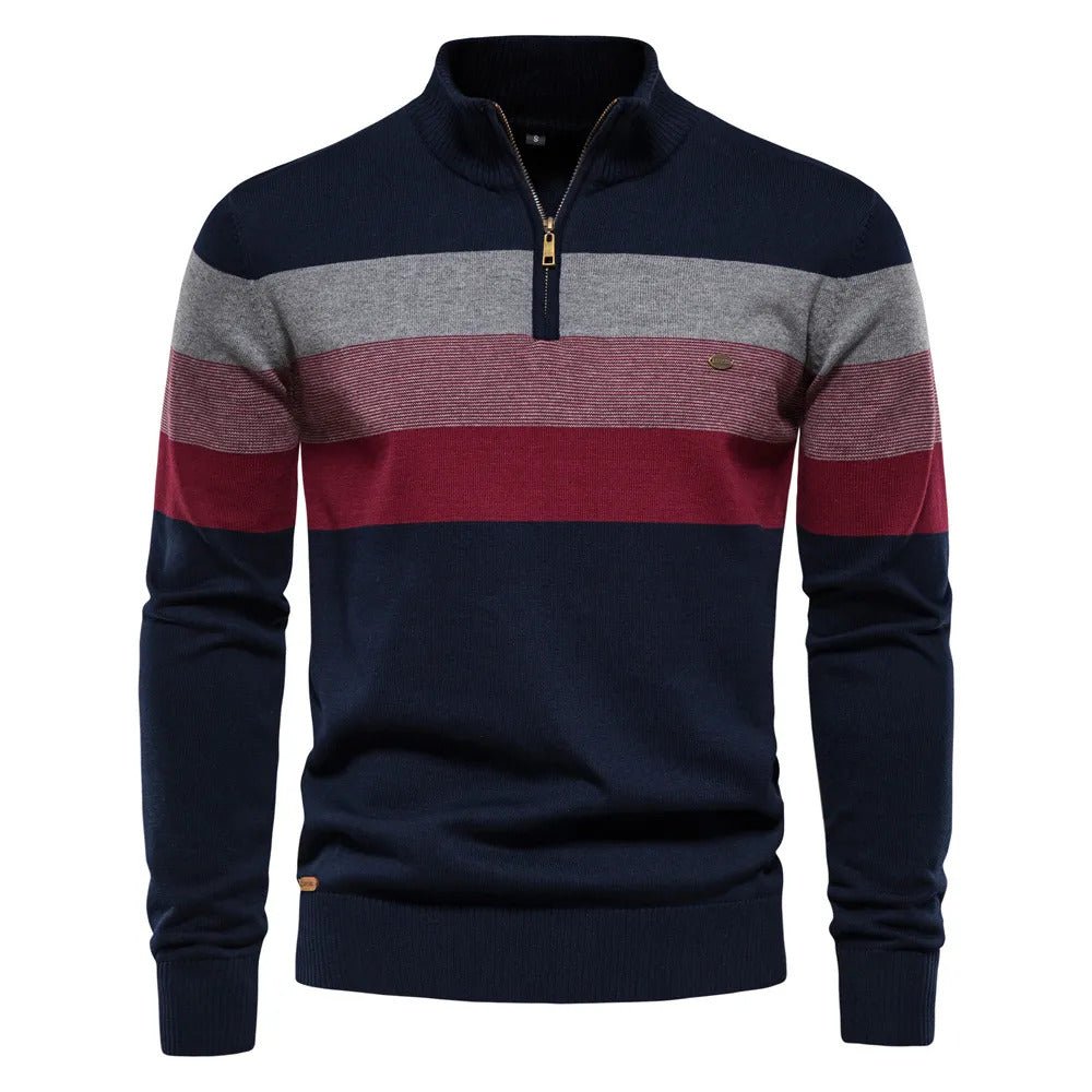Men's Half-Zip Striped Sweater