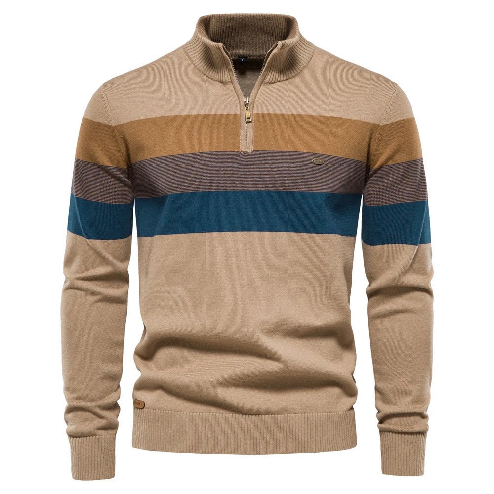 Men's Half-Zip Striped Sweater