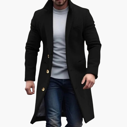 Men's Long Button-Placket Coat