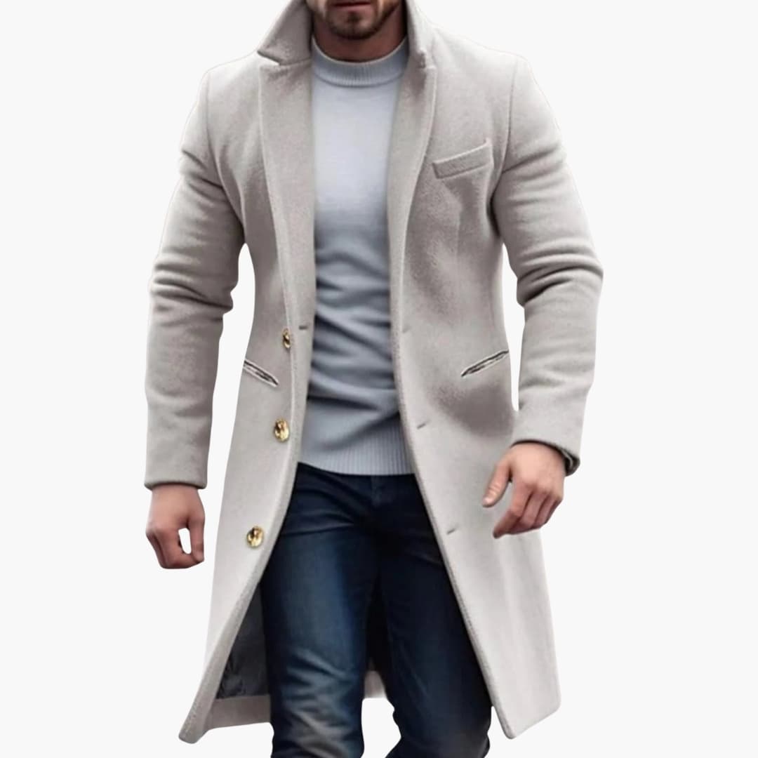 Men's Long Button-Placket Coat