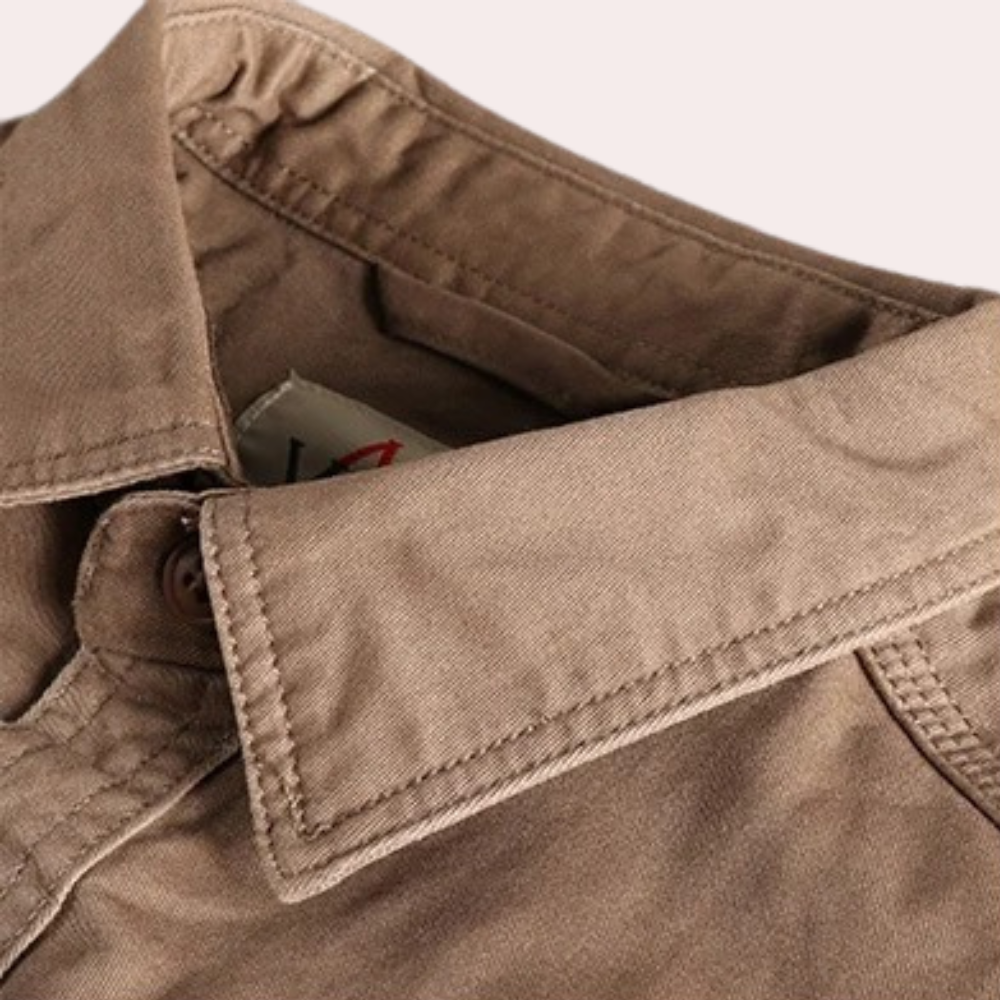 Men's Long-Sleeve Casual Shirt in Brown and Dark Green