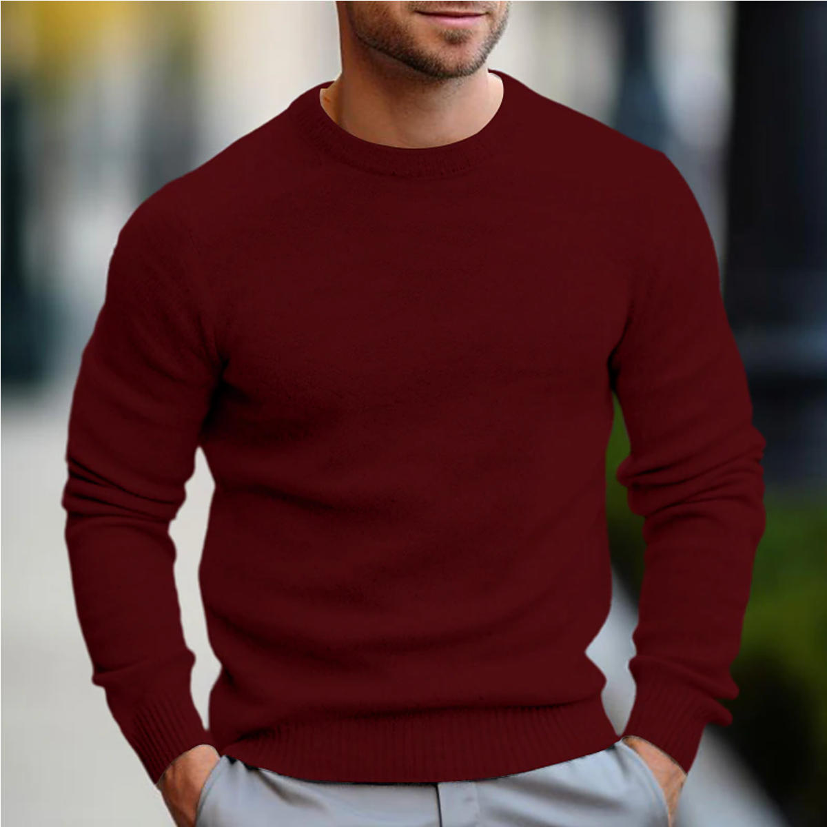 Men's Long-Sleeve Crew Neck Sweater