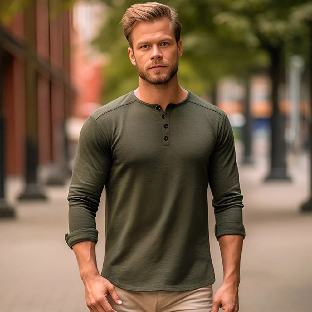 Men's Long-Sleeve Henley T-Shirt