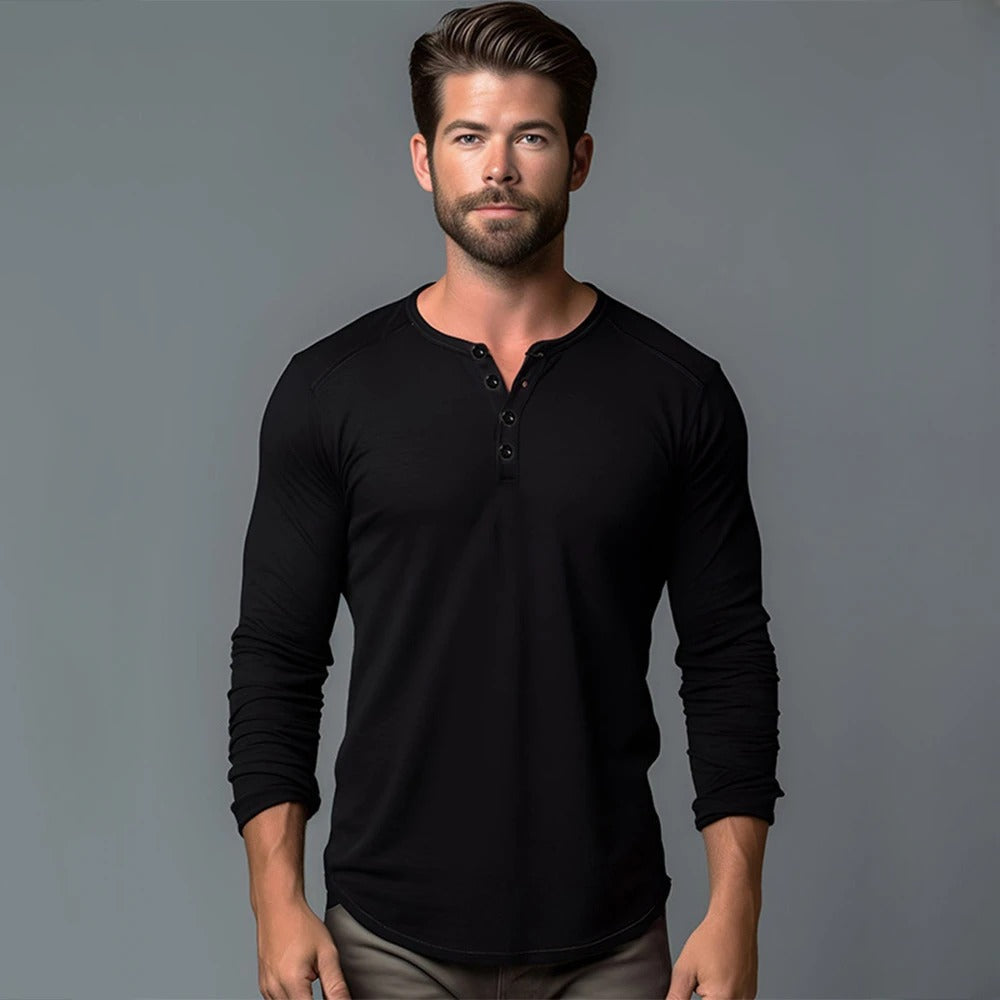 Men's Long-Sleeve Henley T-Shirt