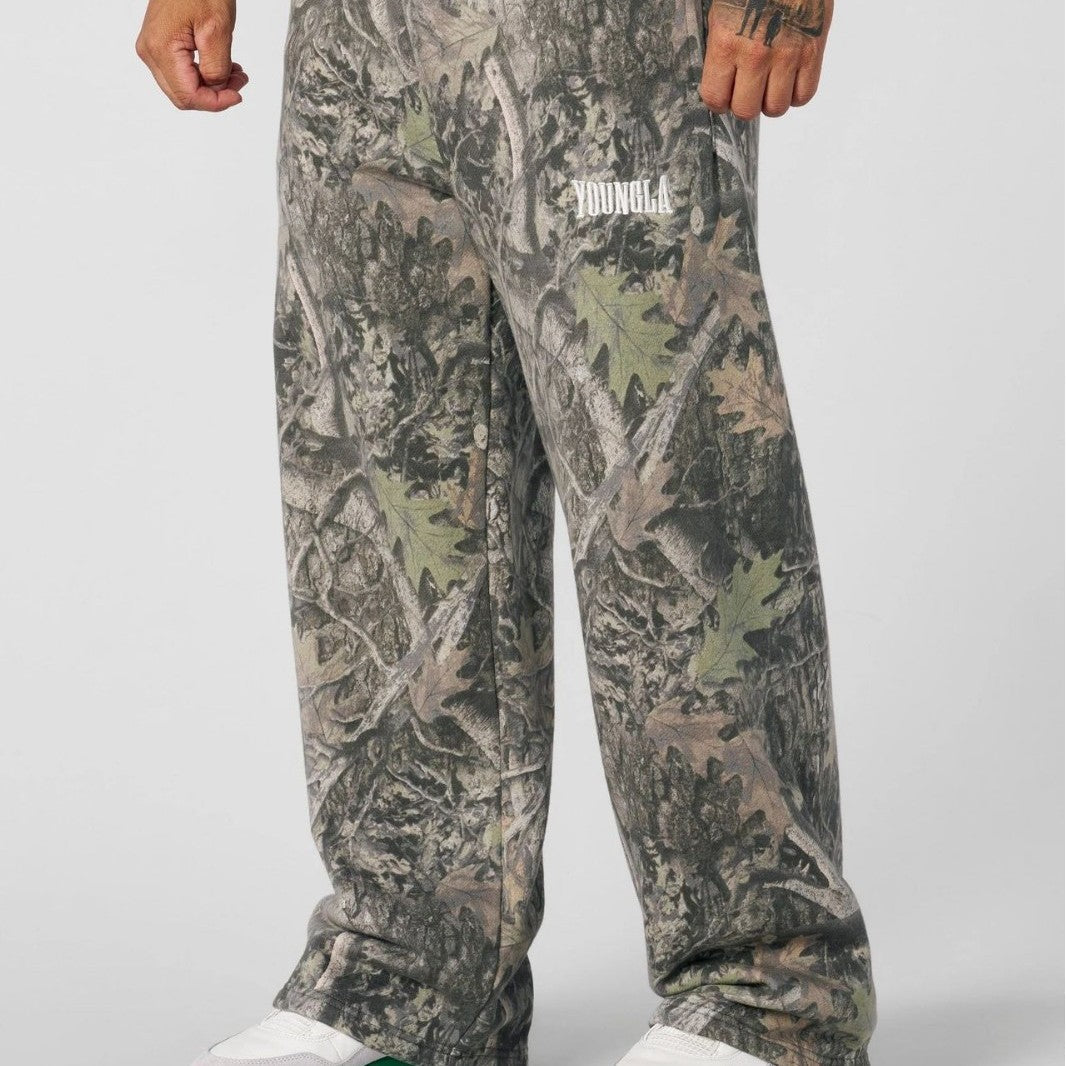 Men's Loose Camouflage Jogging Pants with Elastic Comfort Waistband and Thigh Logo