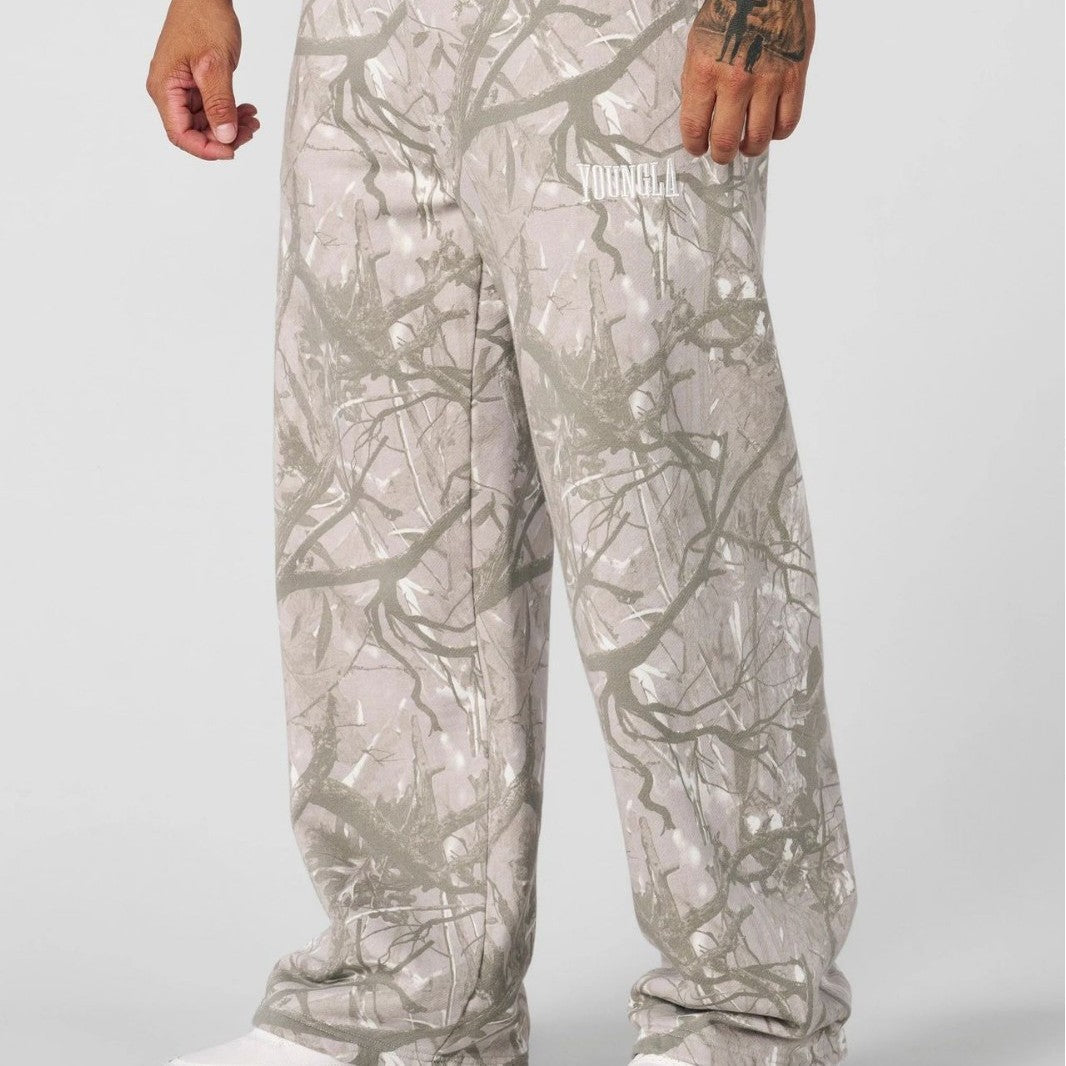 Men's Loose Camouflage Jogging Pants with Elastic Comfort Waistband and Thigh Logo